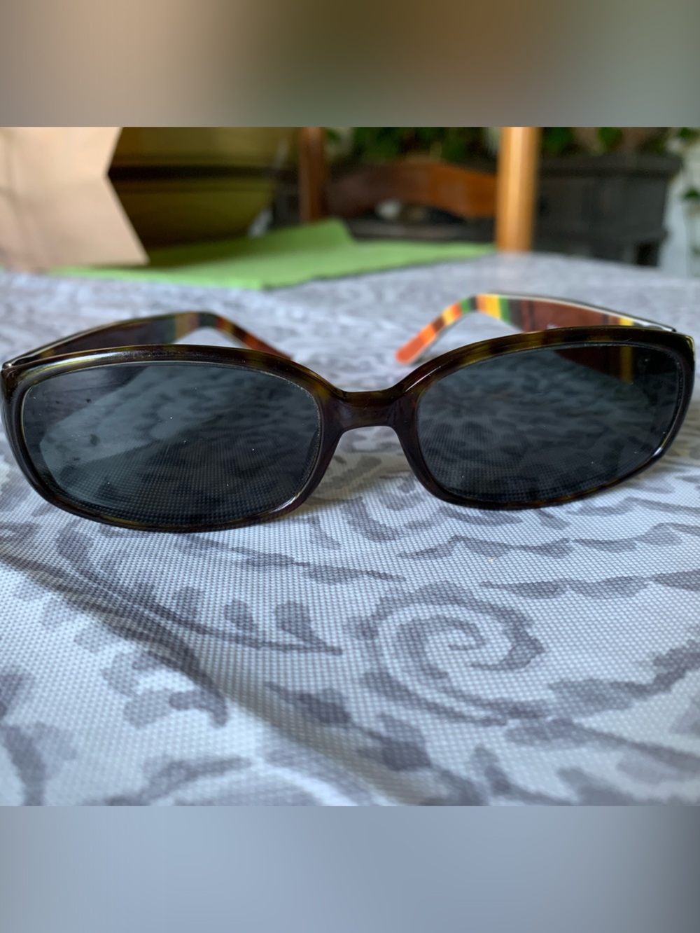 kate spade Tortoiseshell Frame Sunglasses with Multicolor Temple Accents